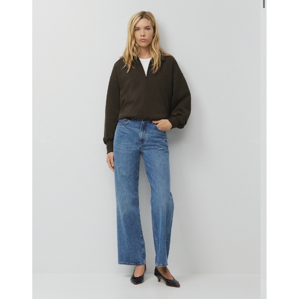 Denim Forum Aritzia The Farrah Hi-Rise Wide Leg Jeans Medium Wash Blue Size 32